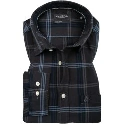 Marc O'Polo Hemd 129 7284 42322/B97 Regular Fit, Bio Baumwolle, Grau kariert, Grau