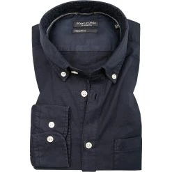 Marc O'Polo Hemd M28 7362 42190/896 Regular Fit, Bio Baumwolle, Nachtblau