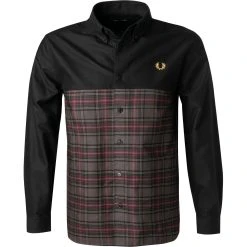 Fred Perry Hemd M2687/102 Overshirt, Baumwolle, Schwarz-multicolor kariert, Schwarz