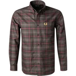 Fred Perry Hemd M2689/102 Baumwolle, Braun-bordeaux kariert, Braun