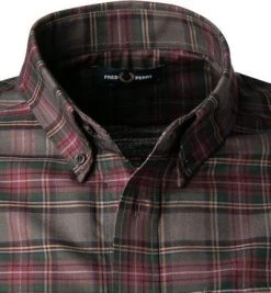 Fred Perry Hemd M2689/102 Baumwolle, Braun-bordeaux kariert, Braun -hemdenverkauf 378880 norm2