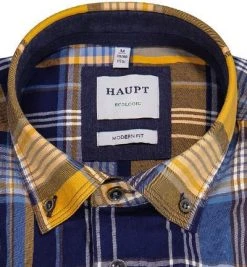 Haupt Hemd 715119018/30704 Modern Fit, Bio Baumwolle, Blau-gelb kariert, Blau-gelb -hemdenverkauf 378883 norm2