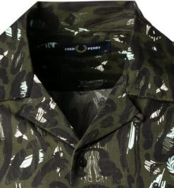 Fred Perry Hemd M2711/408 Kurzarmhemd, Baumwolle, Jägergrün gemustert, Jägergrün -hemdenverkauf 378889 norm2