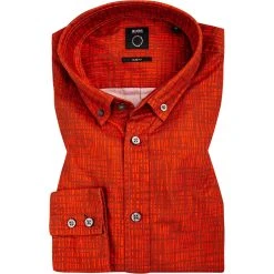 BOSS Hemd Mabsoot 50457819/612 Slim Fit, Baumwolle, Rot gemustert, Rot