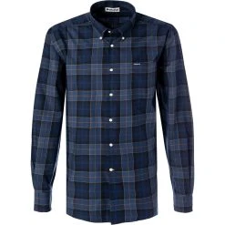 Barbour Hemd Wetherham midnight MSH4982TN54 Tailored Fit, Twill, Blau kariert