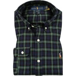 Polo Ralph Lauren Hemd 710853154/002 Slim Fit, Baumwolle, Navy-grün kariert, Navy-grün
