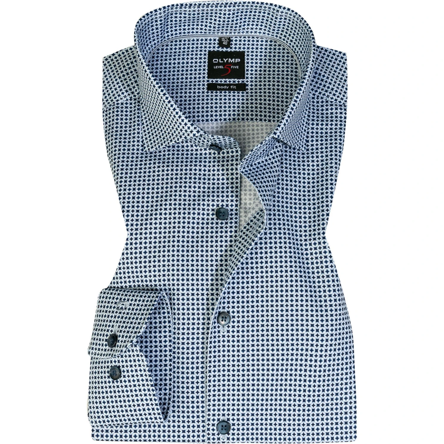 OLYMP Level Fiv Body Fit 2126/84/11 Hemd, Baumwolle, Bleu gemustert, Bleu 1 OLYMP Level Fiv Body Fit 2126/84/11 Hemd, Baumwolle, Bleu gemustert, Bleu