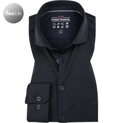 PURE Hemd D31307-21750/178 Jersey geruchshemmend, Marineblau gemustert , Marine