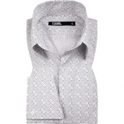 KARL LAGERFELD Hemd 605008/60/512685/19 Modern Fit, Baumwolle, Weiß-schwarz gemustert, Weiß-schwarz