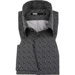 KARL LAGERFELD Hemd 605008/60/512685/991 Modern Fit, Baumwolle, Schwarz-weiß gemustert, Schwarz-weiß