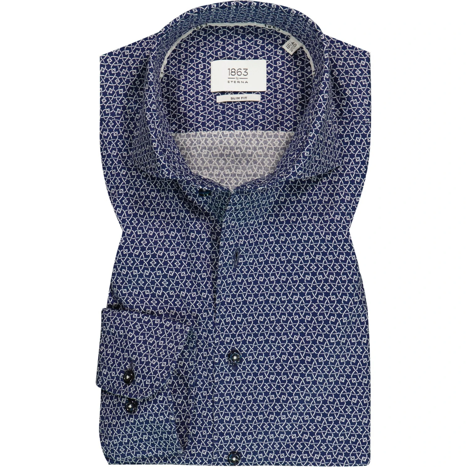 ETERNA Hemd 8075/FS82/67/18 Slim Fit, Baumwolle CO2-Neutral, Dunkelblau gemustert, Dunkelblau 1 ETERNA Hemd 8075/FS82/67/18 Slim Fit, Baumwolle CO2-Neutral, Dunkelblau gemustert, Dunkelblau