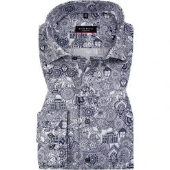 ETERNA Hemd 3472/X07K/18 Modern Fit, Baumwolle, Blau gemustert, Blau