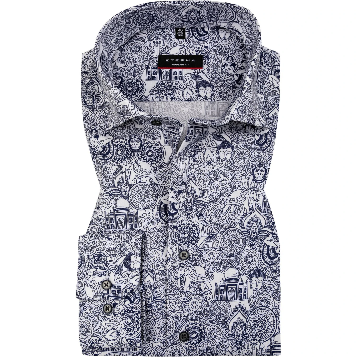 ETERNA Hemd 3472/X07K/18 Modern Fit, Baumwolle, Blau gemustert, Blau 1 ETERNA Hemd 3472/X07K/18 Modern Fit, Baumwolle, Blau gemustert, Blau