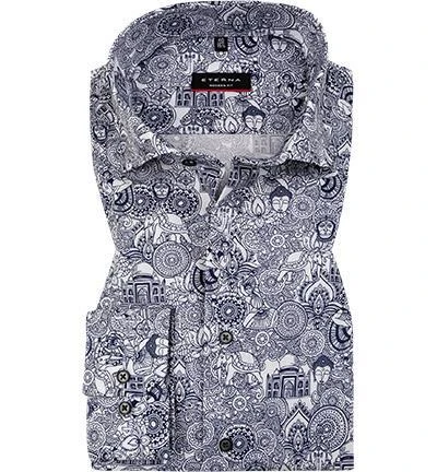 ETERNA Hemd 3472/X07K/18 Modern Fit, Baumwolle, Blau gemustert, Blau 2 ETERNA Hemd 3472/X07K/18 Modern Fit, Baumwolle, Blau gemustert, Blau – Bild 2