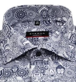 ETERNA Hemd 3472/X07K/18 Modern Fit, Baumwolle, Blau gemustert, Blau 6 ETERNA Hemd 3472/X07K/18 Modern Fit, Baumwolle, Blau gemustert, Blau -hemdenverkauf 379318 norm2