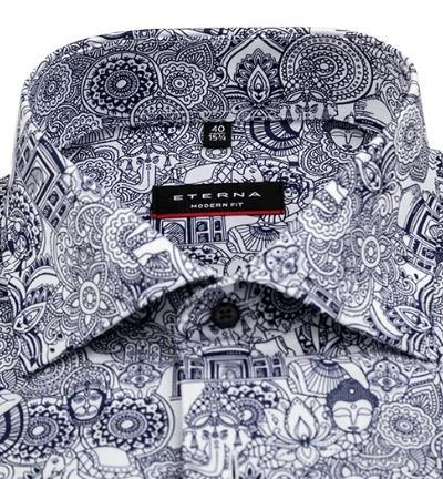 ETERNA Hemd 3472/X07K/18 Modern Fit, Baumwolle, Blau gemustert, Blau 3 ETERNA Hemd 3472/X07K/18 Modern Fit, Baumwolle, Blau gemustert, Blau – Bild 3