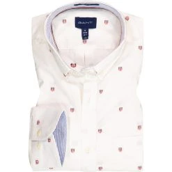 Gant Hemd 3017270/113 Regular Fit, Baumwolle, Weiß gemustert, Creme