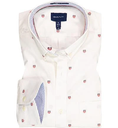 Gant Hemd 3017270/113 Regular Fit, Baumwolle, Weiß gemustert, Creme 2 Gant Hemd 3017270/113 Regular Fit, Baumwolle, Weiß gemustert, Creme – Bild 2