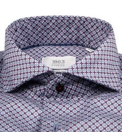 ETERNA Hemd 8074/XS8M/55 Modern Fit, Twill CO2-Neutral, Blau-rot gemustert, Blau-rot -hemdenverkauf 379330 norm2