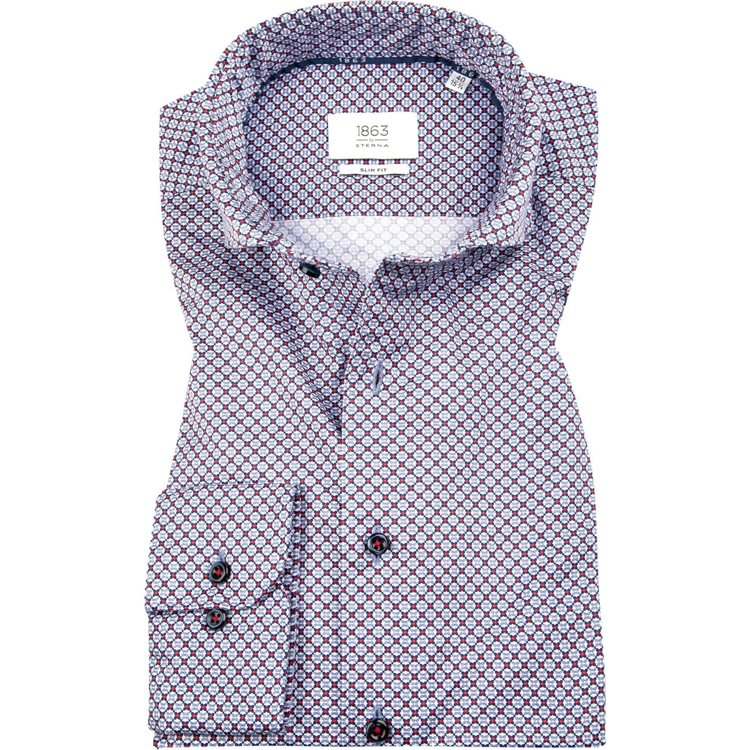 ETERNA Hemd 8074/FS8M/67/55 Slim Fit, Baumwolle, Rot-blau gemustert, Rot-blau 1 ETERNA Hemd 8074/FS8M/67/55 Slim Fit, Baumwolle, Rot-blau gemustert, Rot-blau