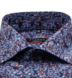 ETERNA Hemd 8046/X18K/82 Modern Fit, Baumwolle, Blau gemustert, Blau-rost -hemdenverkauf 379339 norm2