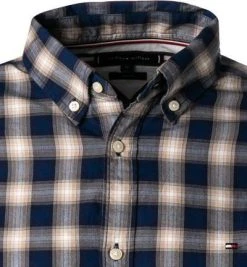 Tommy Hilfiger Hemd MW0MW20753/0MU Slim Fit, Bio Baumwolle, Karbonblau-beige kariert, Karbonblau-beige -hemdenverkauf 379351 norm2