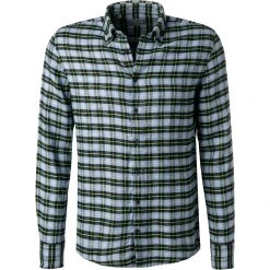 fakts Hemd 6054/259 Slim Fit, Flanell, Blau-gelb kariert, Blau