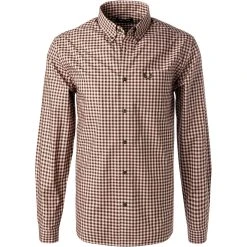 Fred Perry Hemd M9500/408 Popeline, Rosa kariert, Rosa-schwarz