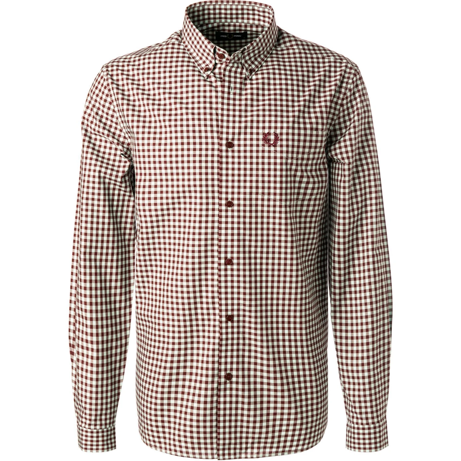 Fred Perry Hemd M9500/472 Baumwolle, Aubergine kariert, Aubergine-hellgrün 1 Fred Perry Hemd M9500/472 Baumwolle, Aubergine kariert, Aubergine-hellgrün