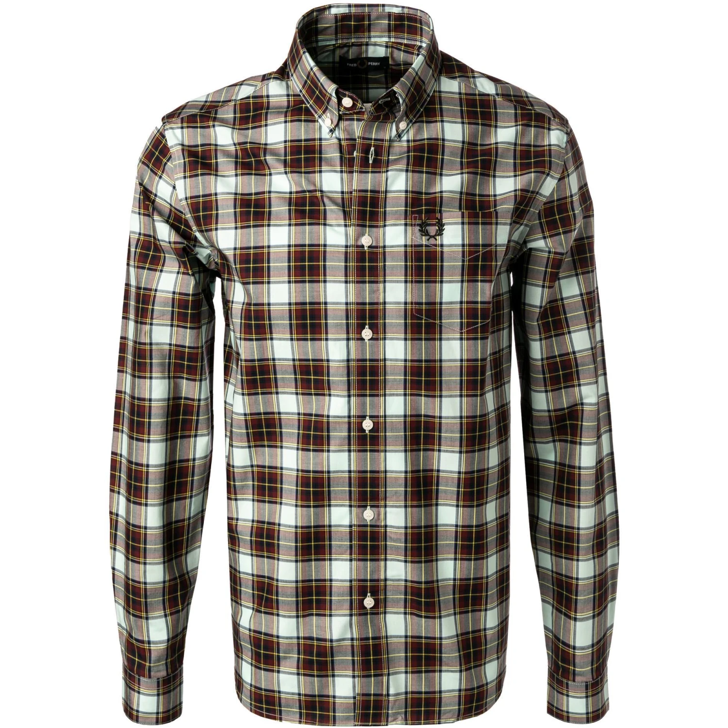 Fred Perry Hemd M2688/M32 Popeline, Hellgrün-bordeaux kariert, Hellgrün-bordeaux 1 Fred Perry Hemd M2688/M32 Popeline, Hellgrün-bordeaux kariert, Hellgrün-bordeaux