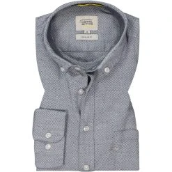 camel active Hemd 409119/6S09/47 Regular Fit, Baumwolle, Blau gemustert, Nachtblau