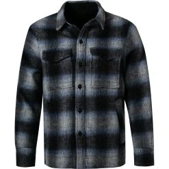 Replay Overshirt M4048W.000.52464/010 Wolle, Blau meliert, Hellblau-schwarz