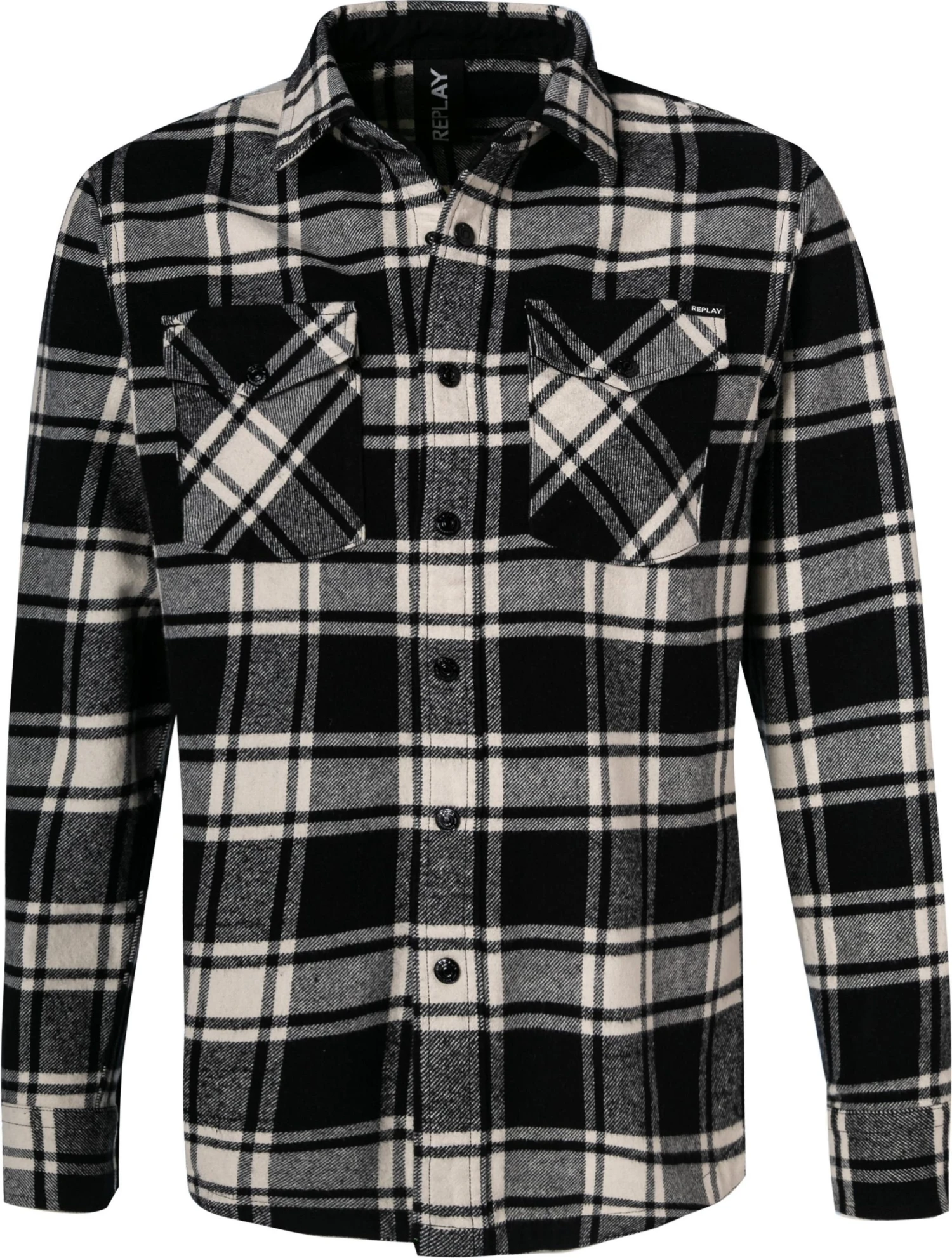 Replay Overshirt M4067.000.52438/010 Baumwolle, Schwarz-weiß kariert, Schwarz-weiß 1 Replay Overshirt M4067.000.52438/010 Baumwolle, Schwarz-weiß kariert, Schwarz-weiß