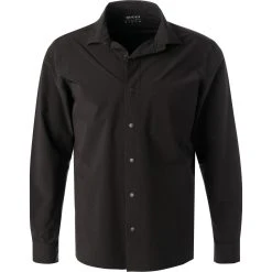 BOGGI MILANO Hemd BO21A0206/01 Mikrofaser wasserabweisend, Schwarz