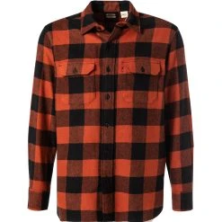 Levi's® Hemd 187/0162 Overshirt, Relaxed Fit, Baumwolle, Orange-schwarz kariert, Dunkelorange