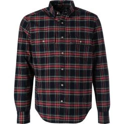 Gant Overshirt 3017776/433 Regular Fit, Baumwolle wattiert, Nachtblau-rot kariert, Nachtblau-rot-grün