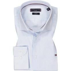 Tommy Hilfiger Hemd MW0MW20827/0GZ Slim Fit, Bio Baumwolle, Hellblau-weiß gemustert, Hellblau-weiß