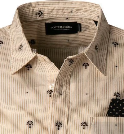 Scotch & Soda Hemd 163339/0217 Regular Fit, Baumwolle, Creme gemustert, Creme 2 Scotch & Soda Hemd 163339/0217 Regular Fit, Baumwolle, Creme gemustert, Creme – Bild 2