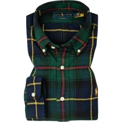 Polo Ralph Lauren Hemd 710854782/001 Custom Fit, Baumwolle, Dunkelgrün-navy kariert, Dunkelgrün-navy