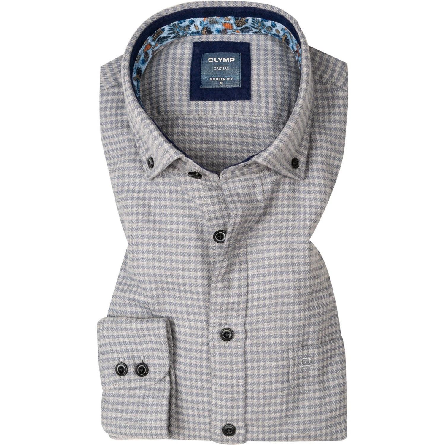 OLYMP Casual Modern Fit 4074/84/62 Hemd, Bio Baumwolle, Grau gemustert, Grau 1 OLYMP Casual Modern Fit 4074/84/62 Hemd, Bio Baumwolle, Grau gemustert, Grau