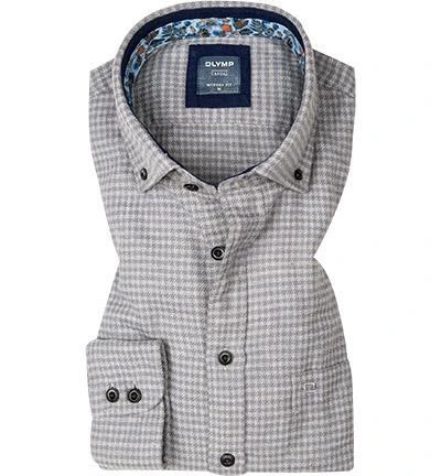 OLYMP Casual Modern Fit 4074/84/62 Hemd, Bio Baumwolle, Grau gemustert, Grau 2 OLYMP Casual Modern Fit 4074/84/62 Hemd, Bio Baumwolle, Grau gemustert, Grau – Bild 2