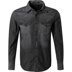 Replay Hemd M4981.000.228 94B/097 Jeanshemd, Baumwolle, Dunkelgrau
