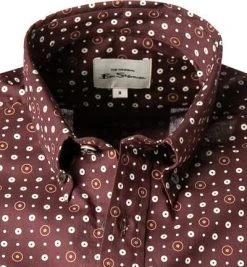 Ben Sherman Hemd 0065371/545 Regular Fit, Popeline, Bordeaux-weiß gemustert, Bordeaux -hemdenverkauf 380388 norm2