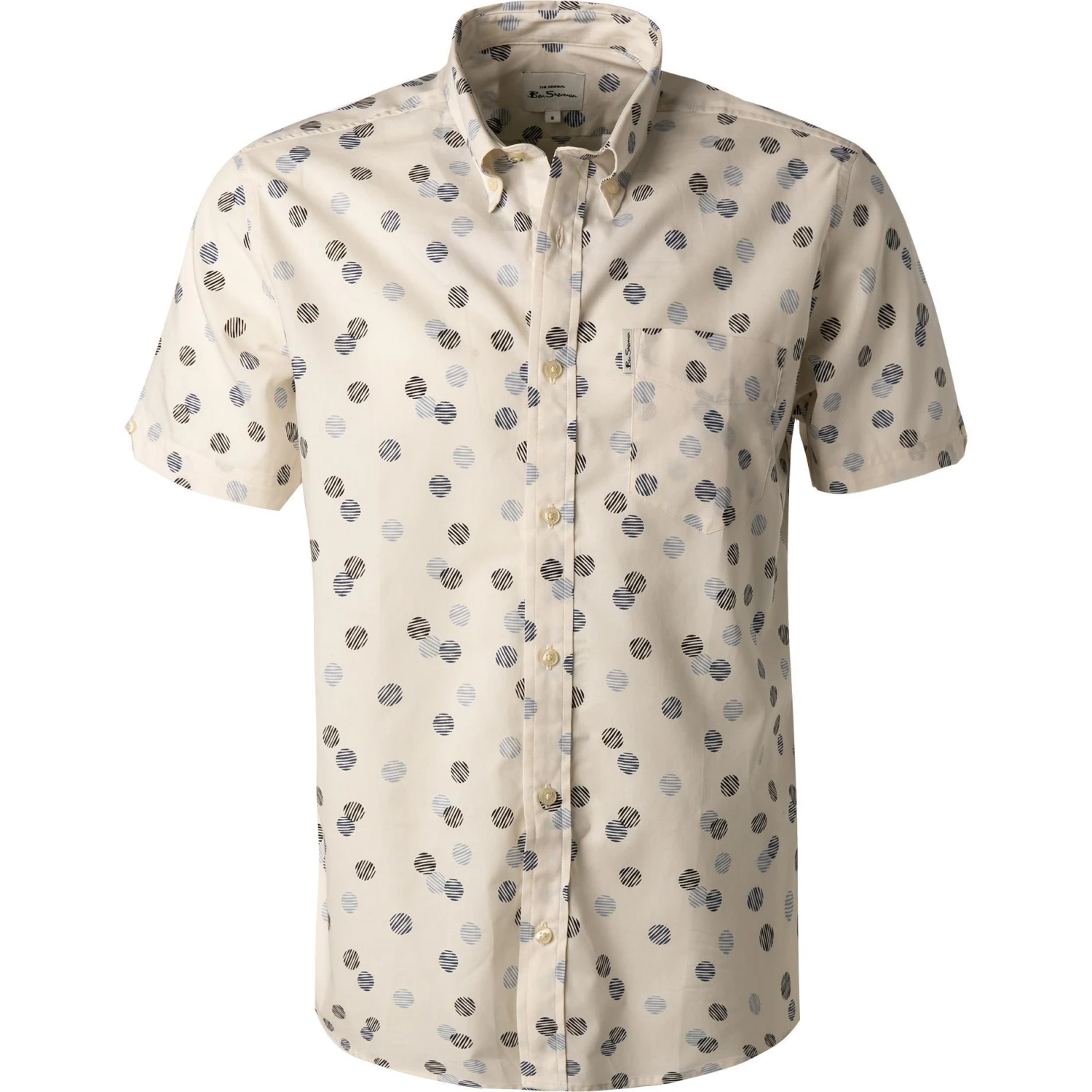 Ben Sherman Hemd 0065381/015 Kurzarmhemd, Regular Fit, Baumwolle, Ecru gemustert, Ecru 1 Ben Sherman Hemd 0065381/015 Kurzarmhemd, Regular Fit, Baumwolle, Ecru gemustert, Ecru