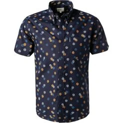 Ben Sherman Hemd 0065381/035 Kurzarmhemd, Regular Fit, Baumwolle, Marineblau gemustert, Marine