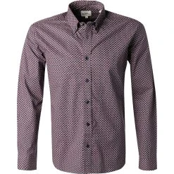 Ben Sherman Hemd 0065369/481 Regular Fit, Popeline, Navy-dunkelrot gemustert, Dunkelrot