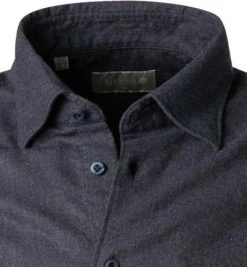 fakts Hemd 6053/291 Slim Fit, Flanell, Dunkelblau meliert, Dunkelblau -hemdenverkauf 380457 norm2