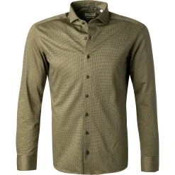 ETERNA Hemd 2490/YS82/67/46 Slim Fit, Jersey CO2-Neutral, Moosgrün gemustert, Moosgrün