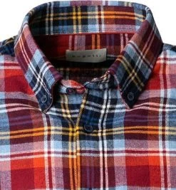 bugatti Hemd 9350/88320/960 Modern Fit, Baumwolle, Rot-blau kariert, Rot-orange-blau -hemdenverkauf 380508 norm2