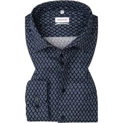 Seidensticker Hemd 150950/17 Regular Fit, Baumwolle, Dunkelblau gemustert, Dunkelblau